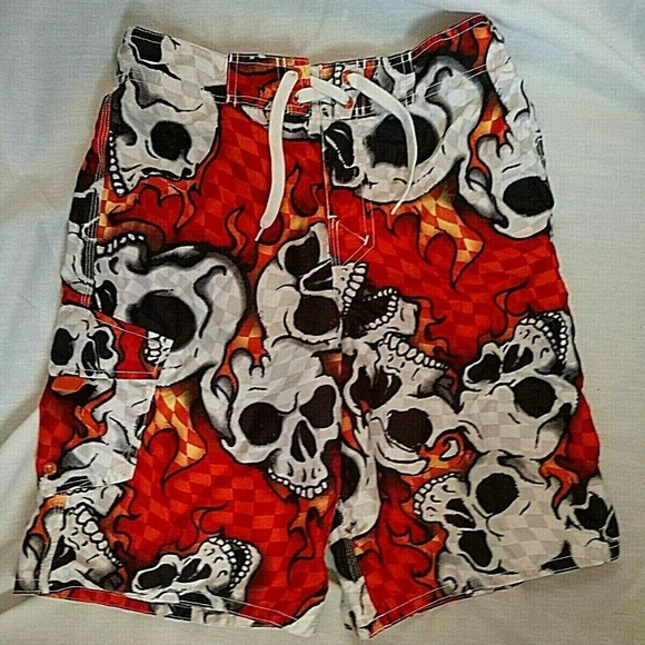 Joe Boxer Other - Joe Boxer Boys Swimming Trunks Flames & Skull Head
